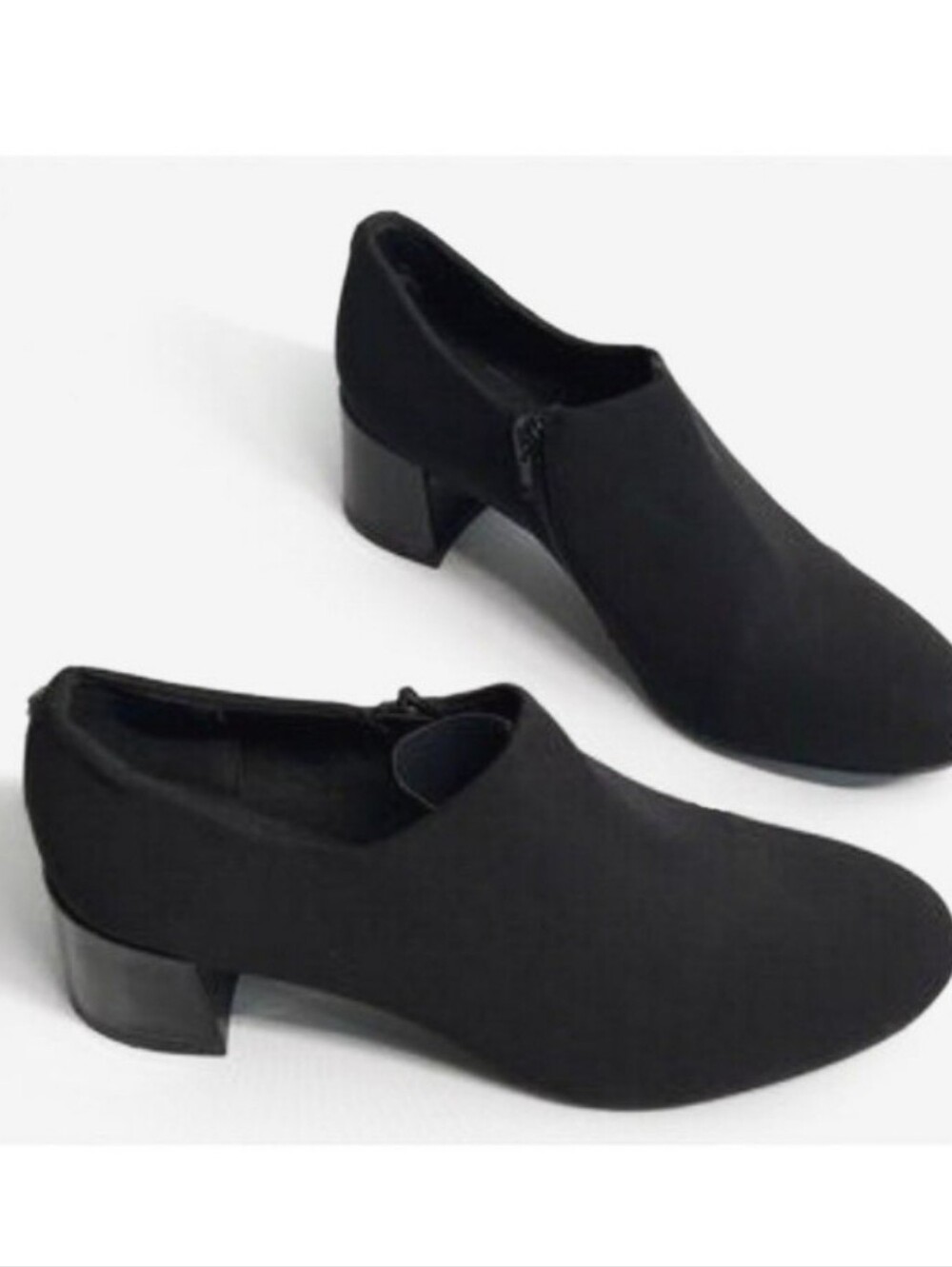 New iFlex Treena Low Block Heel Elastic Crepe Black Ankle Boot Shooties